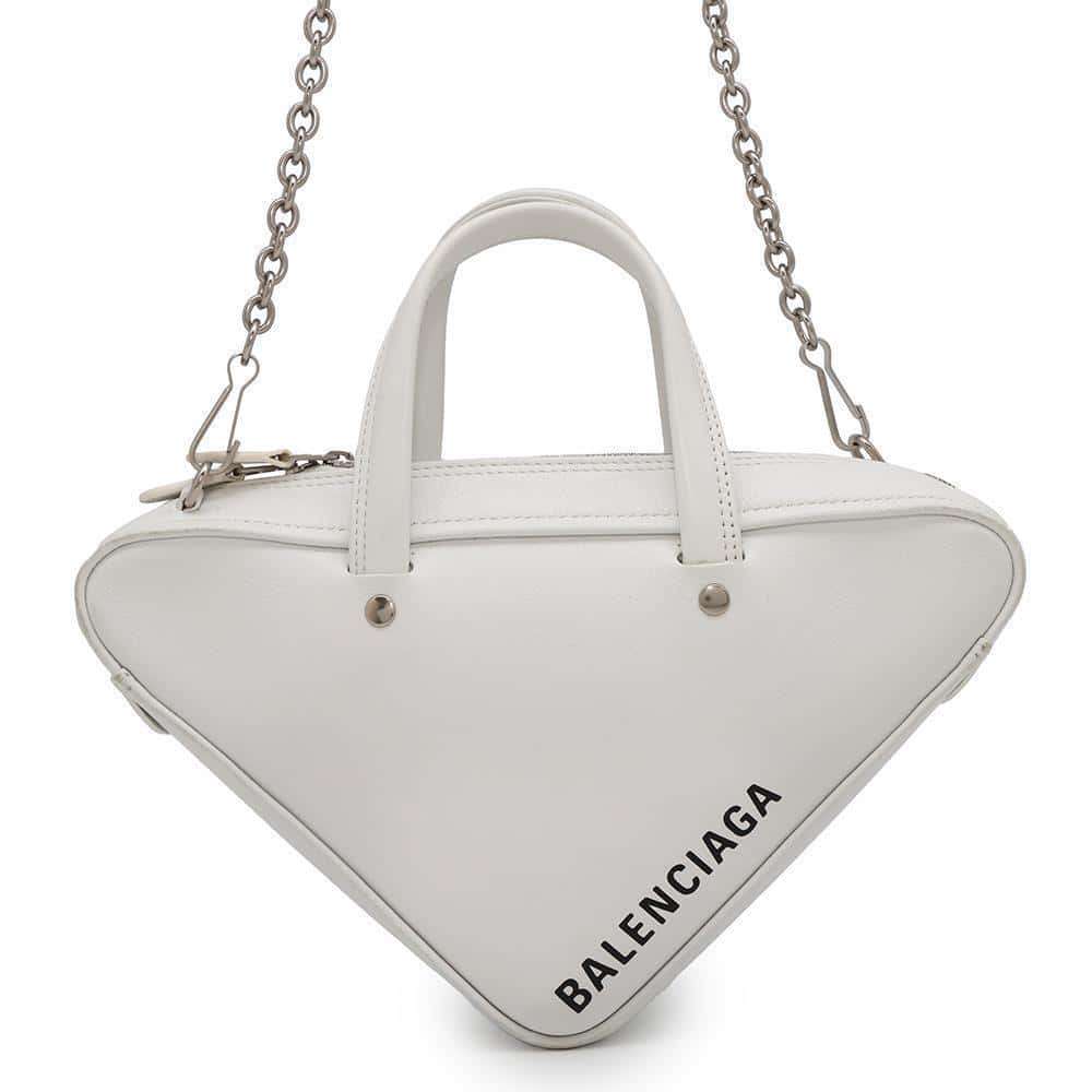 BALENCIAGA triangle duffel White527272 Leather Size XS