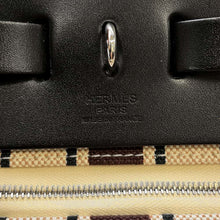 将图像加载到图库查看器中，HERMES Herbag Zip Le Tourne Rayures Black/Ecru/Multicolor Toile H Vache Hunter Leather Lacquer Size PM
