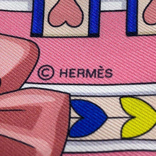 Load image into Gallery viewer, HERMES Twilly Sac Harnais de Coeur HARNAIS DE COEUR Rose Bonbon/Blue Vif/White Silk100%
