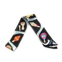 将图像加载到图库查看器中，HERMES Twilly Funny Ice Cream Black/White/Multicolor Silk100%
