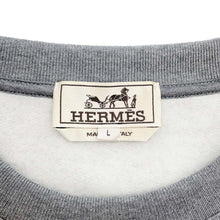 Load image into Gallery viewer, HERMES Sweatshirt Leather Patch Metallic Color Size L GrayH467810HA Cotton90% Polyurethane10%
