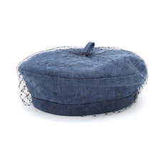 将图像加载到图库查看器中，Dior Denim Tulle Beret Size 58 Blue86ATY910G132 Cotton100%
