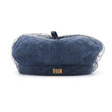 将图像加载到图库查看器中，Dior Denim Tulle Beret Size 58 Blue86ATY910G132 Cotton100%
