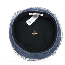 将图像加载到图库查看器中，Dior Denim Tulle Beret Size 58 Blue86ATY910G132 Cotton100%
