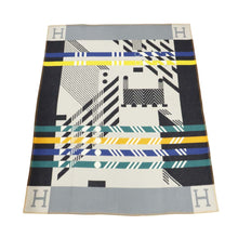 将图像加载到图库查看器中，HERMES Avalon Jump H Blanket Gray/Multicolor Wool 90% Cashmere10%
