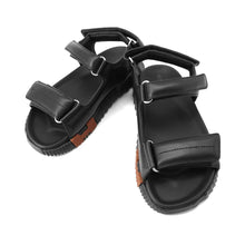 Load image into Gallery viewer, HERMES Junior Sandals Black/Brown Leather Size 39
