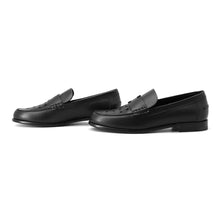 将图像加载到图库查看器中，HERMES Kennedy Mocassins Loafers Black Leather Size 38
