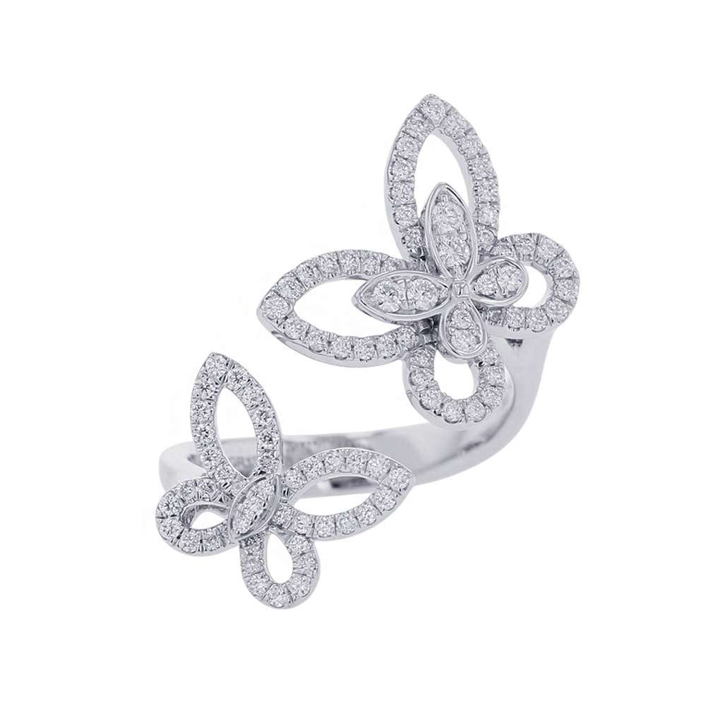 GRAFF Double Butterfly Silhouette Diamond Ring Size Approximately 8thRGR789 18K White Gold