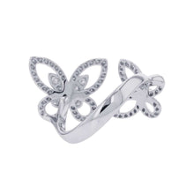 Load image into Gallery viewer, GRAFF Double Butterfly Silhouette Diamond Ring Size Approximately 8thRGR789 18K White Gold
