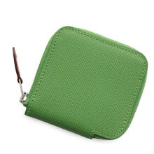 将图像加载到图库查看器中，HERMES Azap Compact Silkin Coin purse Vert Yucca Epsom
