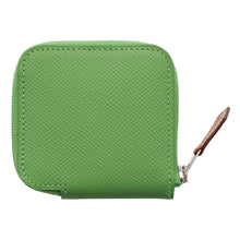 将图像加载到图库查看器中，HERMES Azap Compact Silkin Coin purse Vert Yucca Epsom
