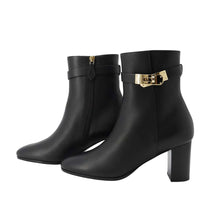 Load image into Gallery viewer, HERMES Saint Germain ankle boots Black Leather Size 37
