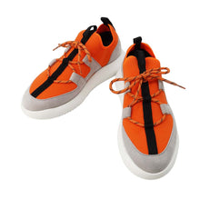 Load image into Gallery viewer, HERMES Duel Sneakers Orange/Black/Gray/White Fabric Size 39
