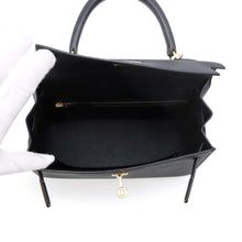 将图像加载到图库查看器中，HERMES Kelly Sellier Black Epsom Size 25
