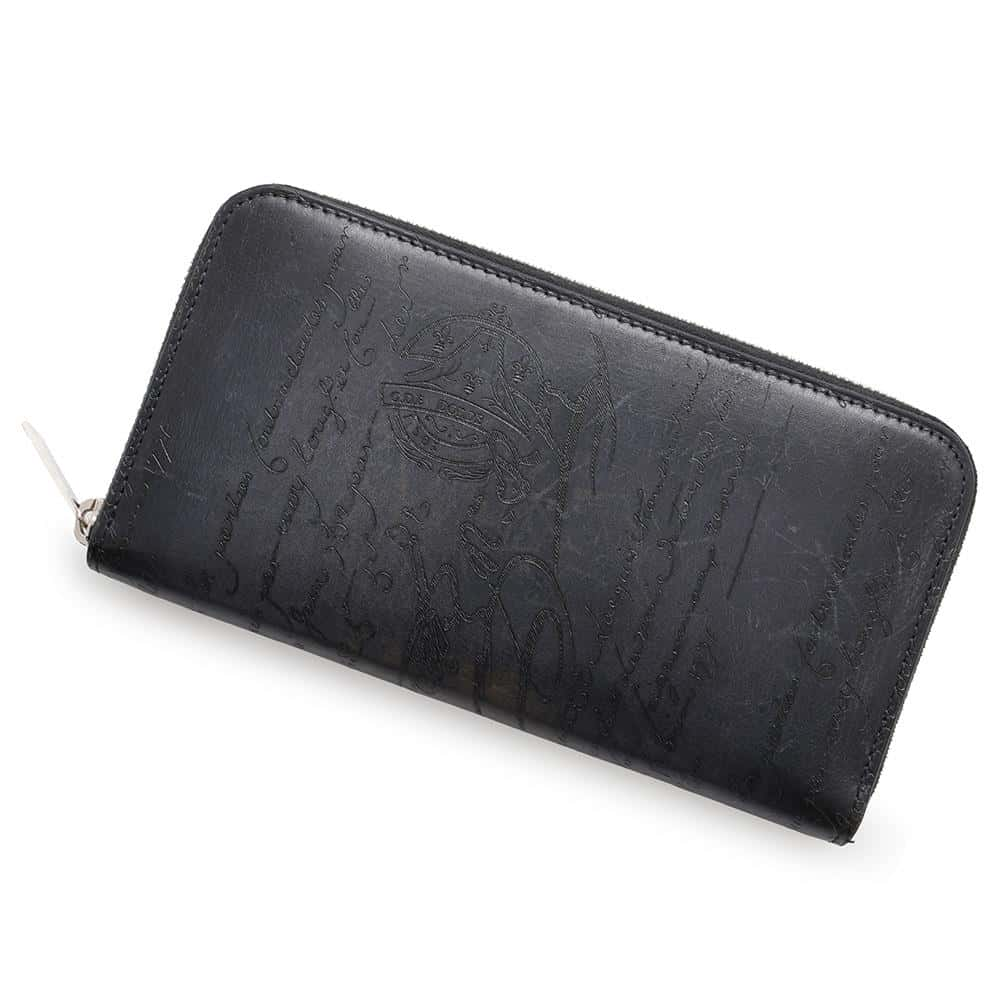 Berluti Itauba long zip wallet Navy Leather