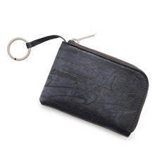 将图像加载到图库查看器中，Berluti Beech Scritto Leather Card Holder Navy Leather
