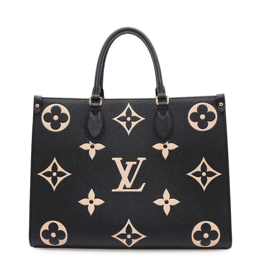 LOUIS VUITTON Onthego Noir/BeigeM45495 Bicolor Monogram Empreinte Leather Size MM