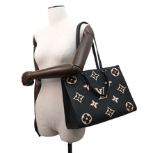 将图像加载到图库查看器中，LOUIS VUITTON Onthego Noir/BeigeM45495 Bicolor Monogram Empreinte Leather Size MM
