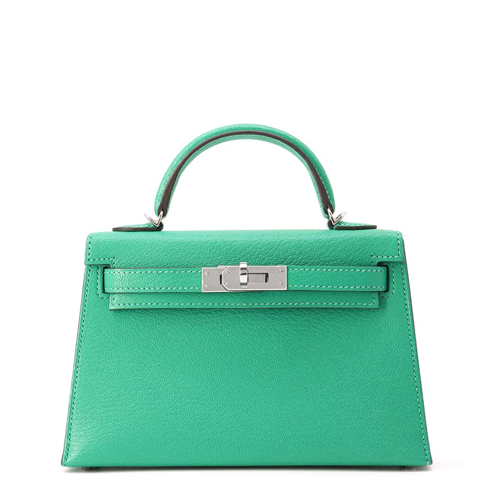 HERMES Mini kelly do Menthe Chevre Myzore Goatskin