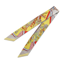 Load image into Gallery viewer, HERMES Twilly Saddler&#39;s Bouquet Jaune Vif/Red/Multicolor Silk100%
