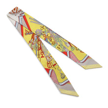 Load image into Gallery viewer, HERMES Twilly Saddler&#39;s Bouquet Jaune Vif/Red/Multicolor Silk100%
