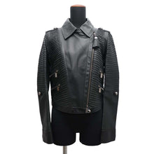 将图像加载到图库查看器中，CELINE Riders Jacket Size 40 Dark Green Lambskin100%
