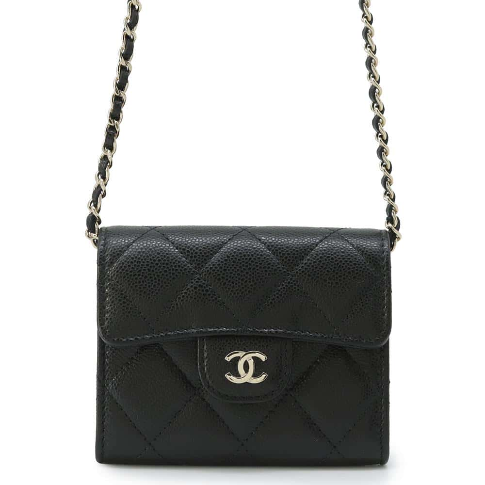 CHANEL Matelasse Chain wallet BlackAP0238 Caviar Leather