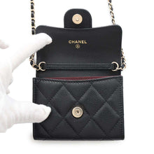 将图像加载到图库查看器中，CHANEL Matelasse Chain wallet BlackAP0238 Caviar Leather
