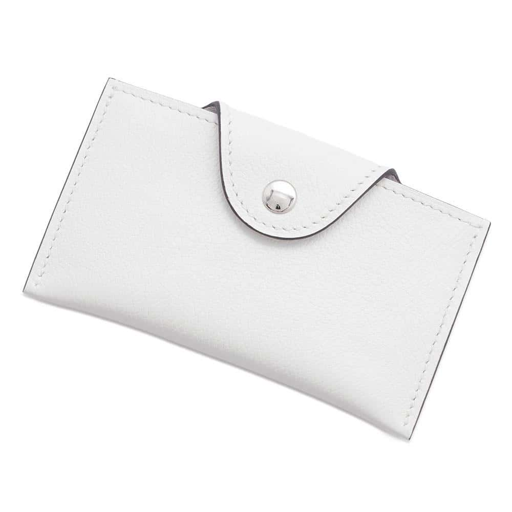 HERMES Iliad Card Case New White Evercolor