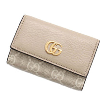 将图像加载到图库查看器中，GUCCI Double G Key Case Beige456118 Leather Canvas
