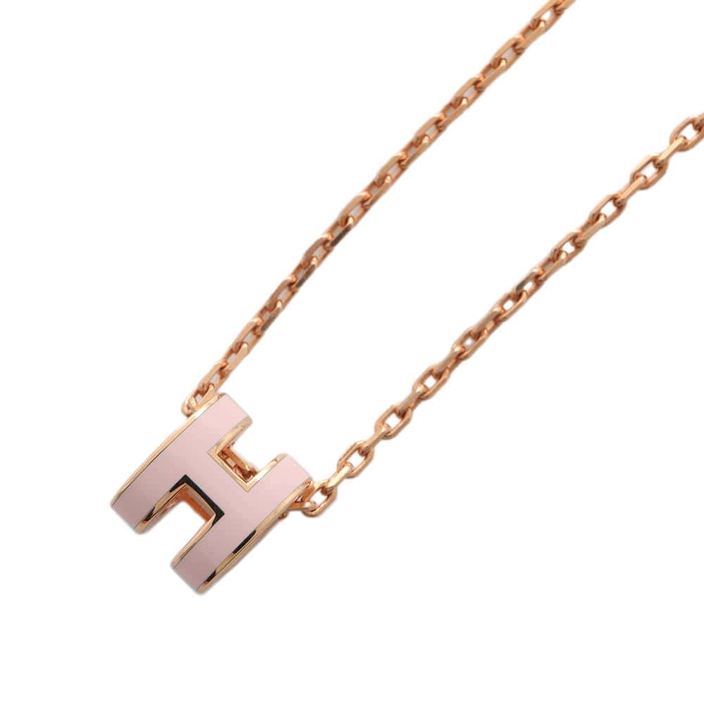 HERMES Pop Ash Necklace Size Mini Rose Dragee Metal Lacquer