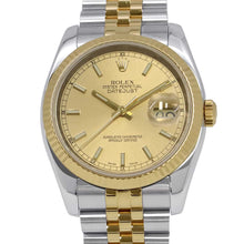 将图像加载到图库查看器中，ROLEX Datejust W36mm Stainless Steel K18YG Champagne Dial116233
