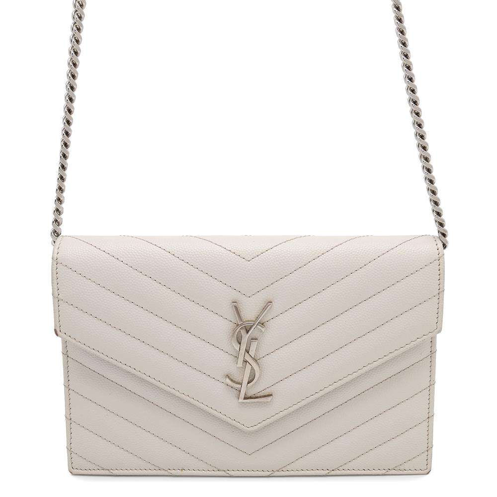 SAINT LAURENT PARIS Monogram Envelope ChainShoulder Bag Off-white393953 Leather