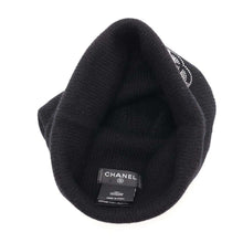 Load image into Gallery viewer, CHANEL CC Logo Heart Motif Knit Cap BlackAAA739 Cashmere100% Rhinestone
