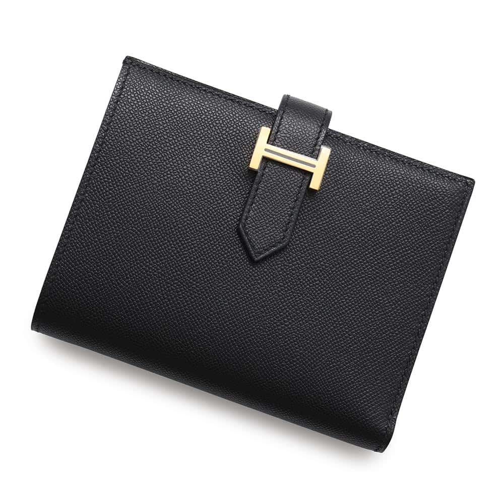 HERMES BEAN Compact Black Veau Madame