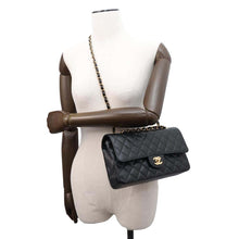 Load image into Gallery viewer, CHANEL Matelasse W flap WChainShoulder Bag BlackA01112 Caviar Leather Size 25
