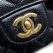 将图像加载到图库查看器中，CHANEL Matelasse W flap WChainShoulder Bag BlackA01112 Caviar Leather Size 25
