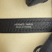 将图像加载到图库查看器中，HERMES Garden Party Vanilla/Black Toile Military Negonda Leather Size TPM
