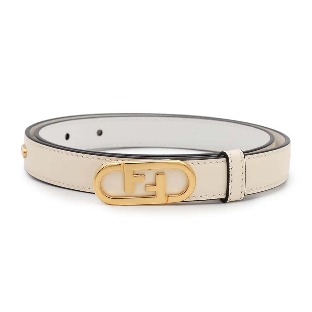 FENDI Orlock Belt Size 75 White8C0652 Leather