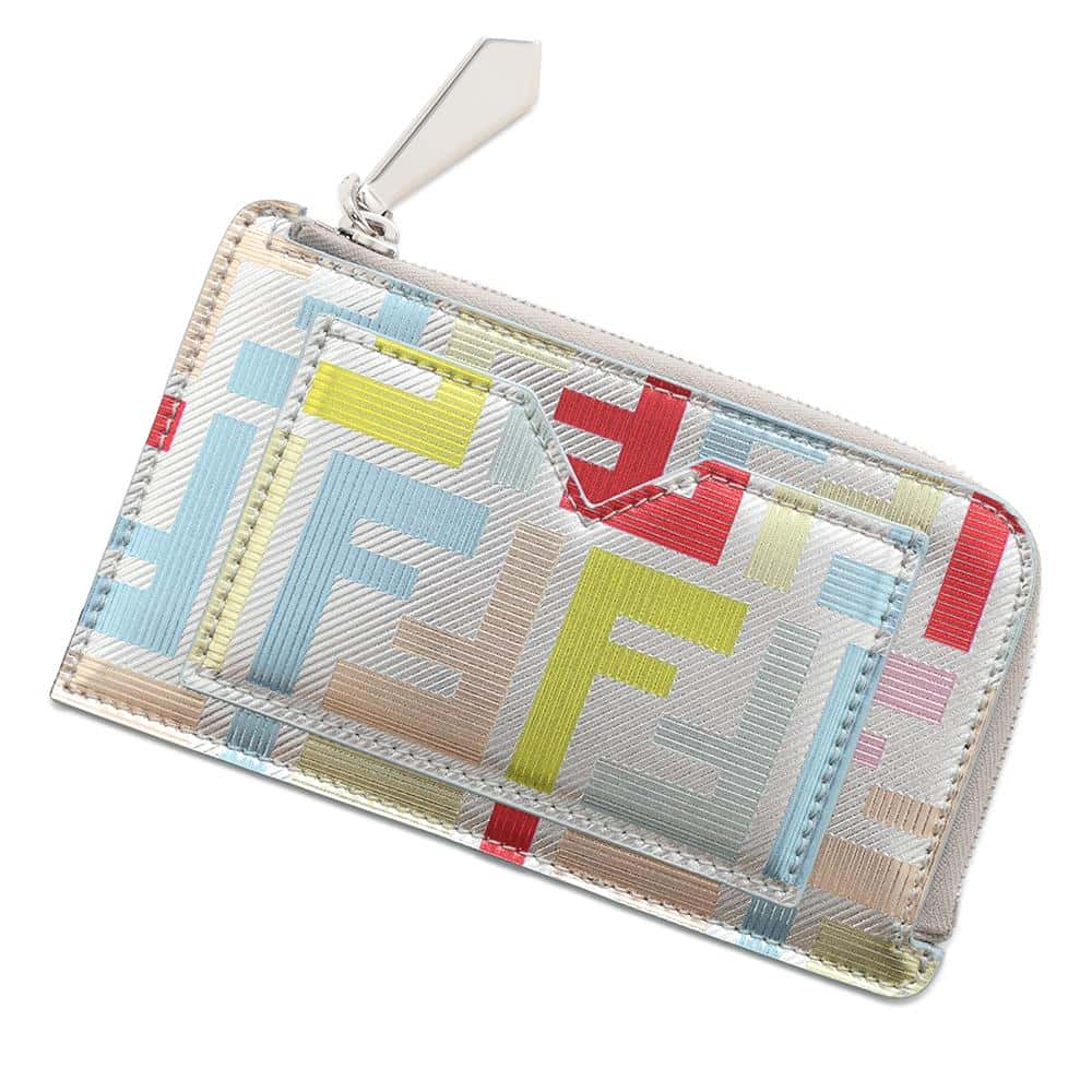 FENDI Card Case Silver/Multicolor8M0489 Leather