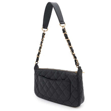 Load image into Gallery viewer, CHANEL one belt CC Logo Semi Shoulder Bag BlackA22476 Caviar Leather
