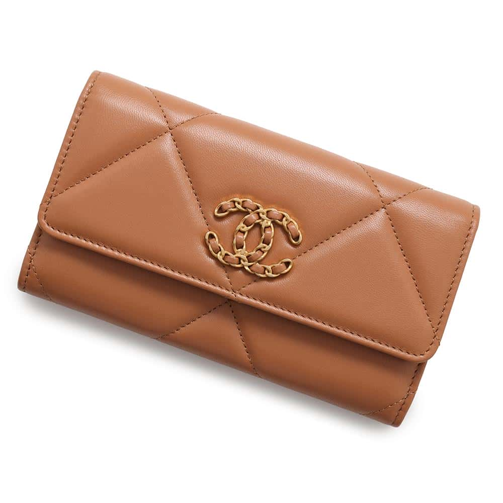 CHANEL CHANEL19 flap wallet BrownAP0953 Lambskin