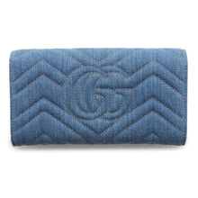 将图像加载到图库查看器中，GUCCI GG Marmont continental wallet Blue443436 Denim
