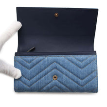 将图像加载到图库查看器中，GUCCI GG Marmont continental wallet Blue443436 Denim
