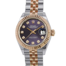 将图像加载到图库查看器中，ROLEX Lady-Datejust W28mm Stainless Steel K18PG Aubergine/10PD Dial279171
