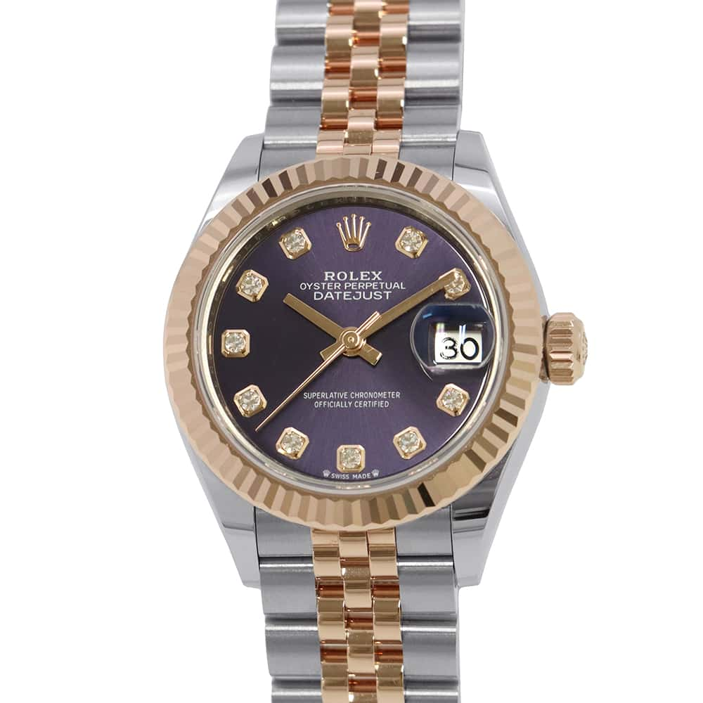 ROLEX Lady-Datejust W28mm Stainless Steel K18PG Aubergine/10PD Dial279171