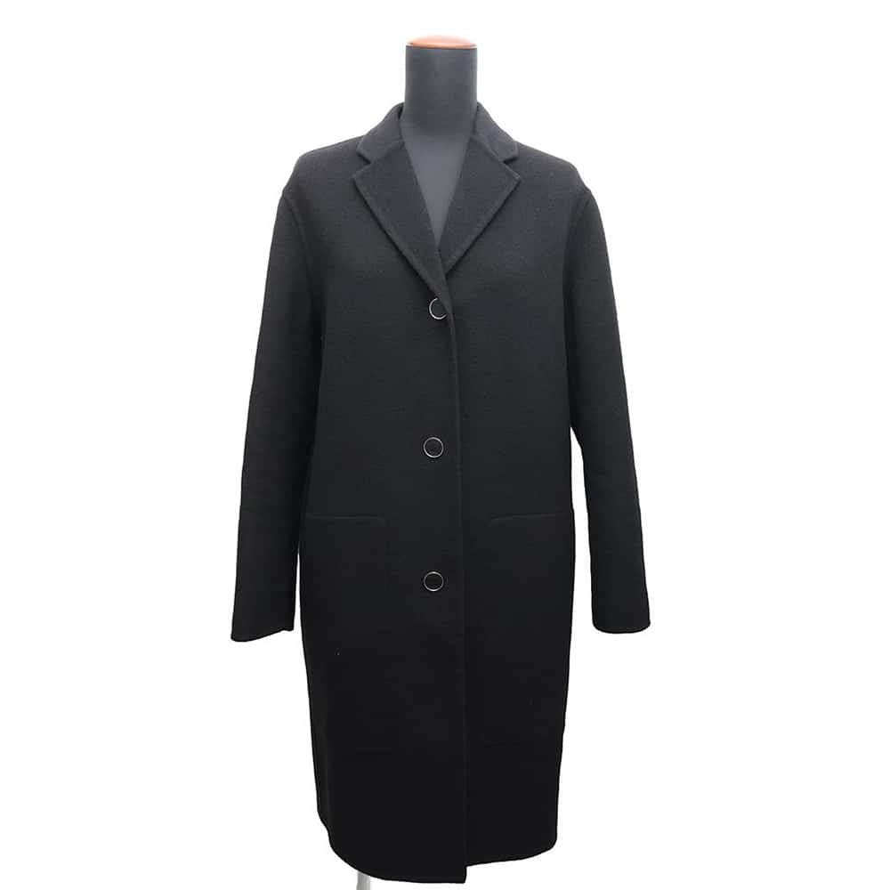 HERMES Long coat Size 34 Black Cashmere100%