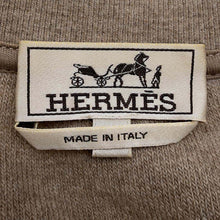 将图像加载到图库查看器中，HERMES Round neck Knitted Fabric Pockets Leather highlights Size S Beige Wool 63% Cashmere37% Lambskin
