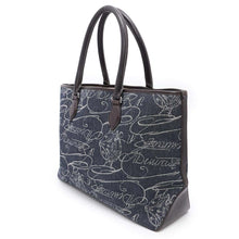 Load image into Gallery viewer, Berluti Tote Bag Navy/Brown Jacquard denim Leather
