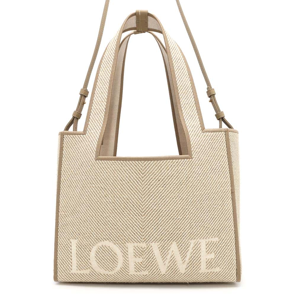 LOEWE font tote EcruALF1B61X11 Canvas Size Medium